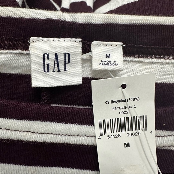 Gap Modern Boatneck Dress Medium Burgundy And White Stripe Nautical Casual NWT - Picture 2 of 8